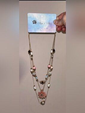 Ella & Elly Beaded Layered Flower Necklace. NWT